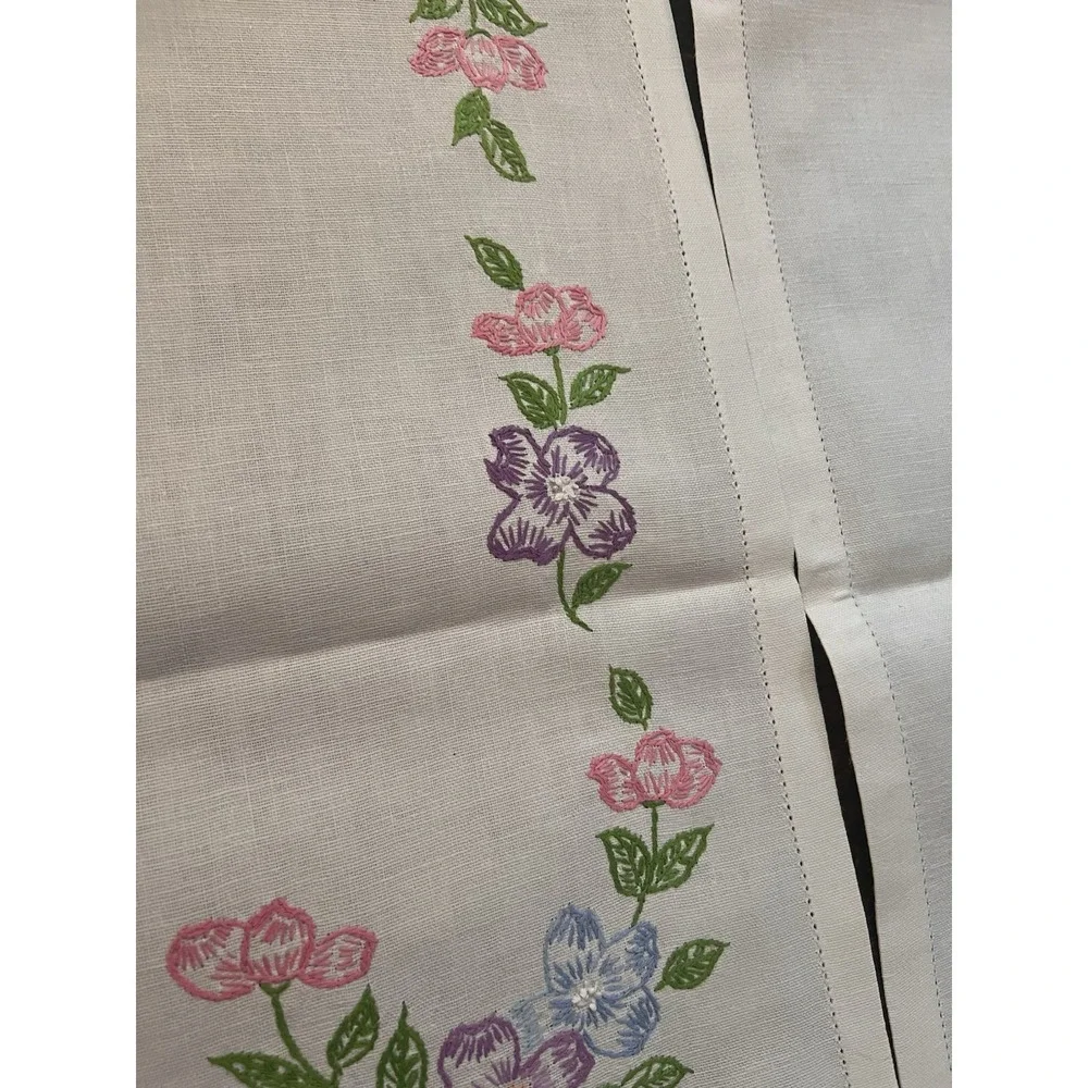 Lot- 5 Vintage Dresser Scarfs EMBROIDERED Table Runner  Floral‎ Bows Woven MCM